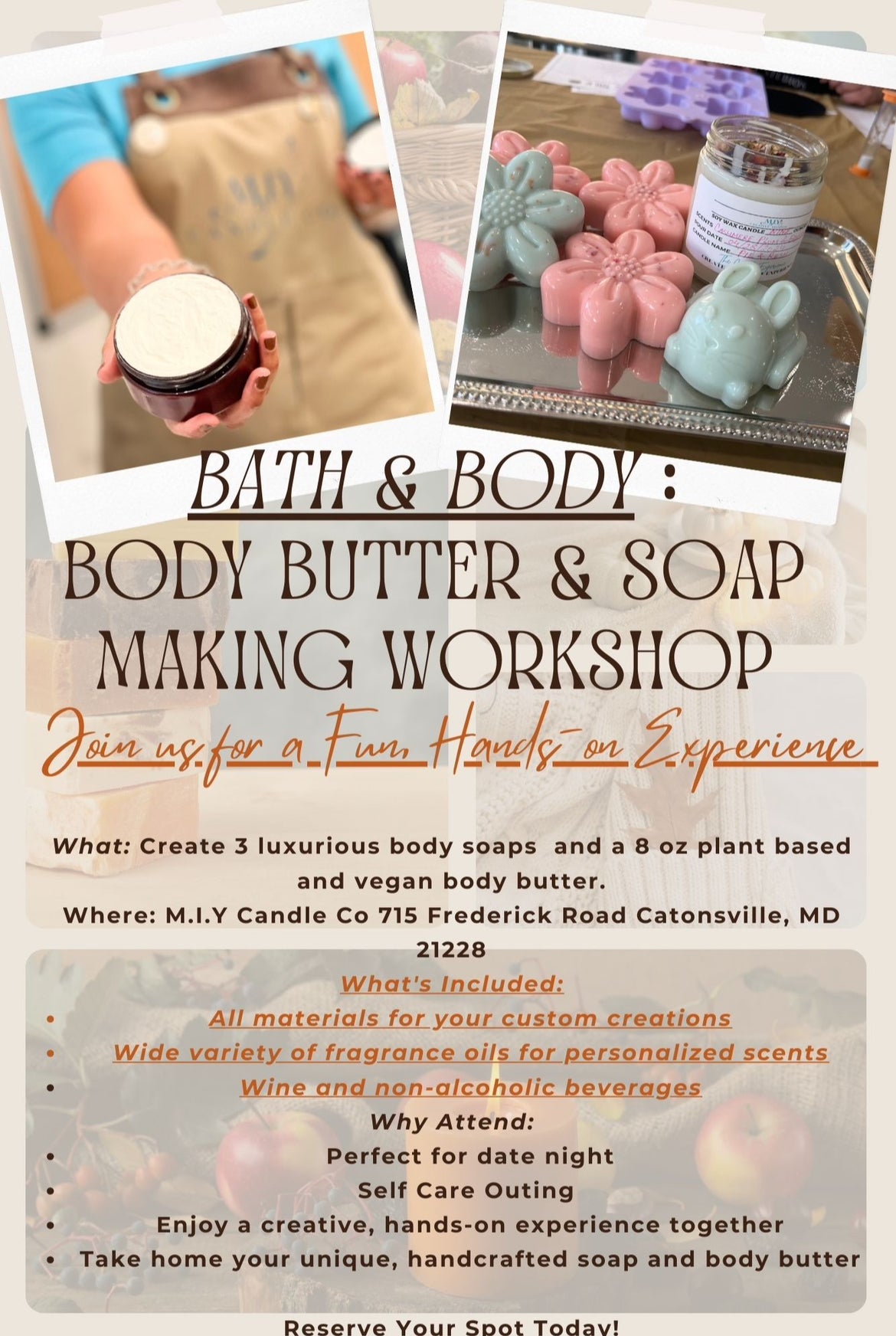 "Bath & Body" Body Butter & Soap Making Workshop