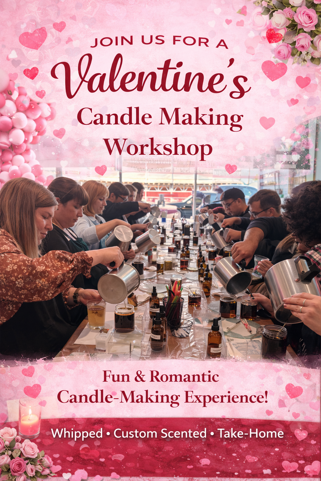 "Pour Me Love" Valentines Couples & Friends Candle Making Experience