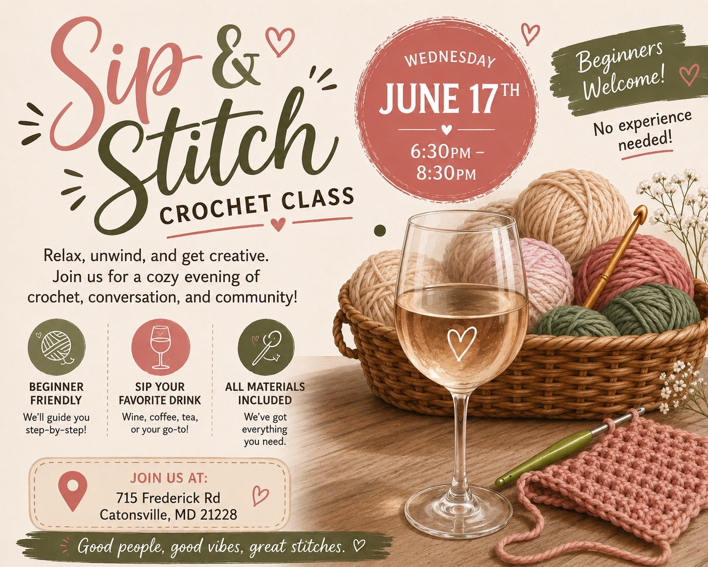 Sip & Stitch: Wine Down and Crochet