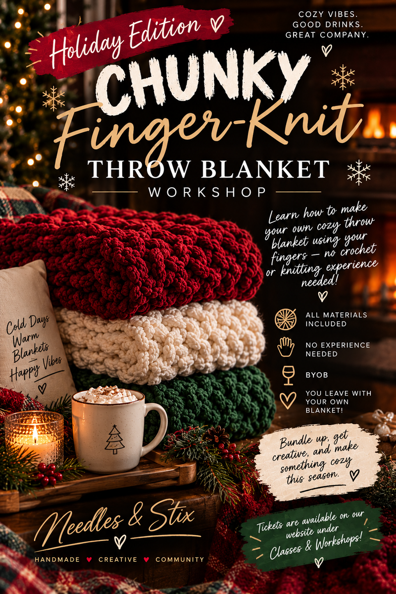Chunky Finger Knit Throw Blanket "Holiday Edition"